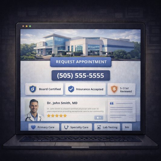 Medical practice website design example with strong call to action and phone number for patient appointments