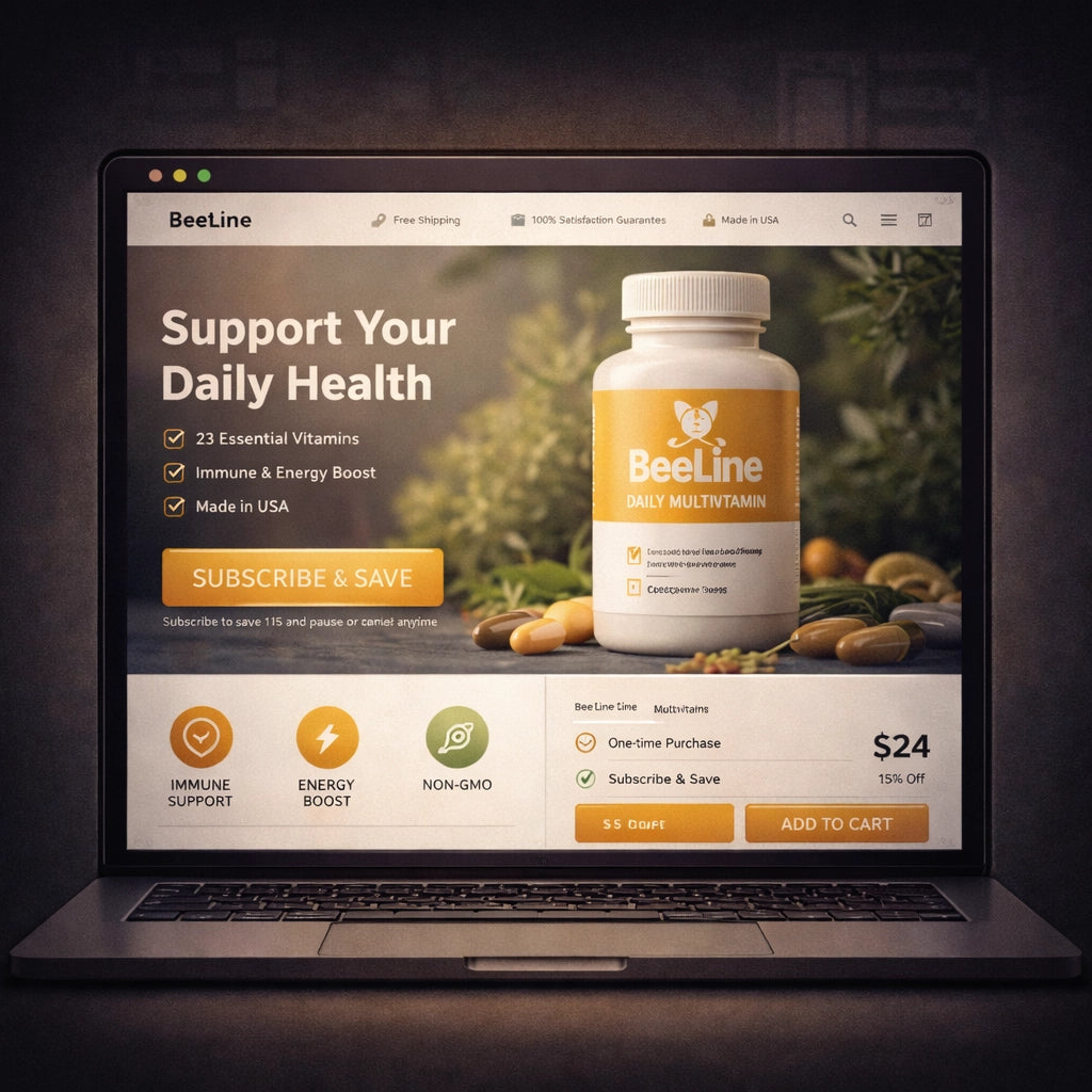 Health and wellness Shopify store example with clean product categories and optimized shopping experience